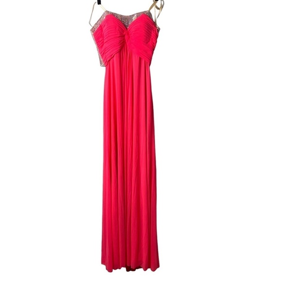 La Femme Strapless Sweetheart Sequin Prom Dress Bright Pink Size 6 - Picture 3 of 10